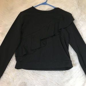 Cross Ruffle crew neck sweater